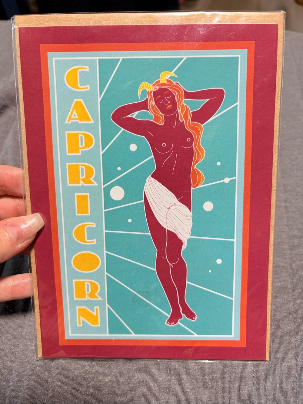 Capricorn card, blank inside. Comes with envelope